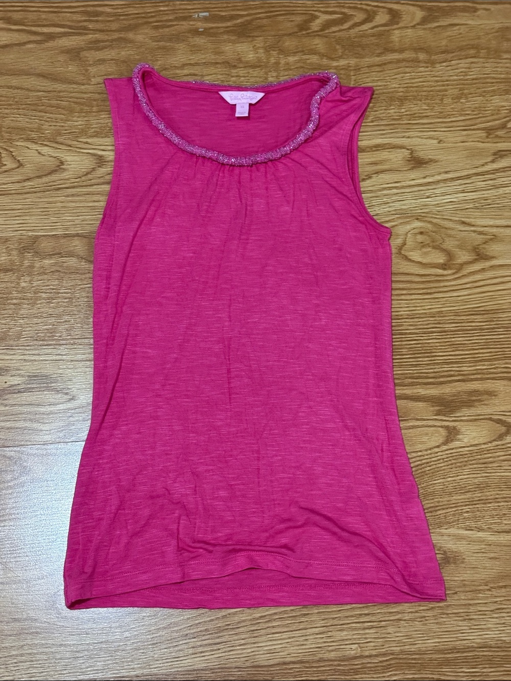Lilly Pulitzer Hot Pink Sleeveless Ruffle-Trim Tank